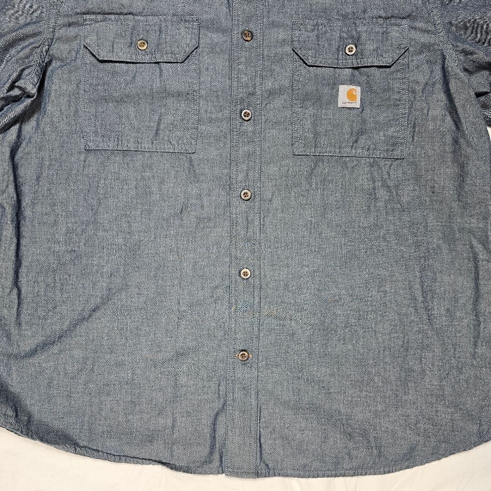 Carhartt Loose Fit Denim Button Down Short Sleeve Shirt Men's Size‎ XL - Picture 5 of 9